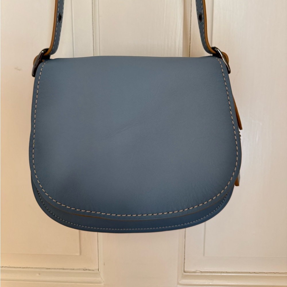 Coach Blue Leather Crossbody Bag Yellow Interior Glovetanned Leather